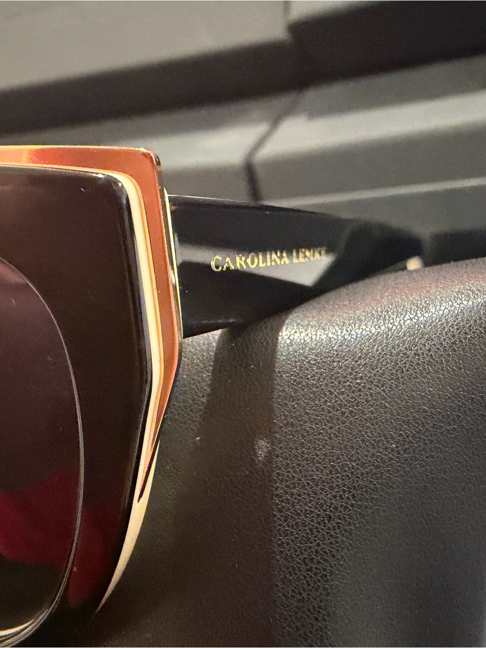 Carolina Lemke Oversized cat eye  Sunglasses - Black & Gold Trim two tone
